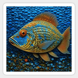 [AI Art] Fish in the sea, Optical Art Style Magnet